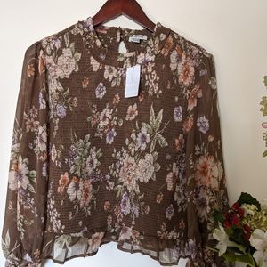American Eagle -XL- Brown Floral Blouse